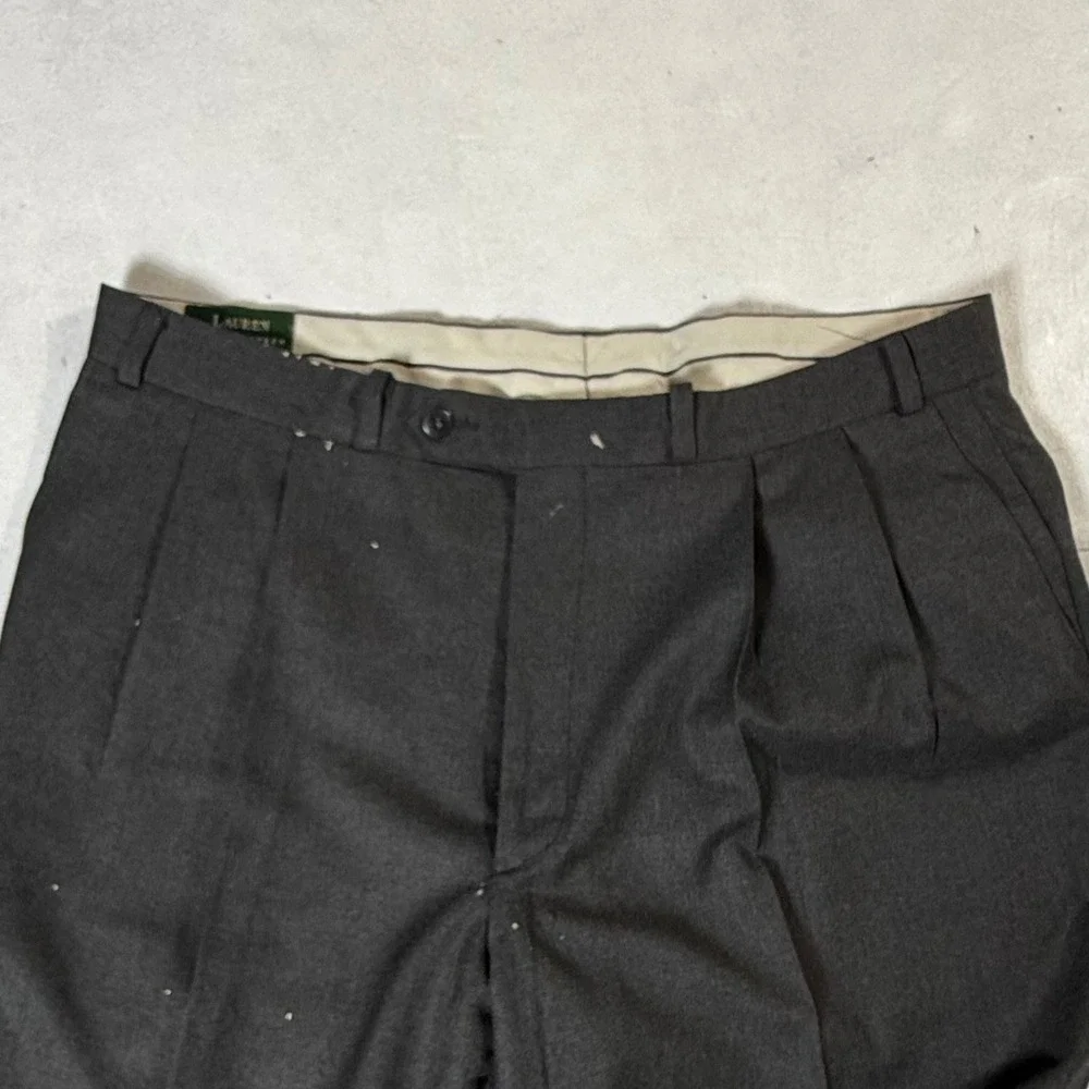 Lauren Ralph Lauren Pleated Wool Dress Pants‎ Trousers Mens 38x30 Charcoal Gray
